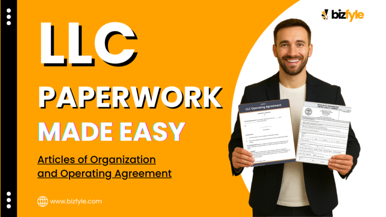 a man holding AOO and OA as Documents required for LLC formation smiling making it look easy