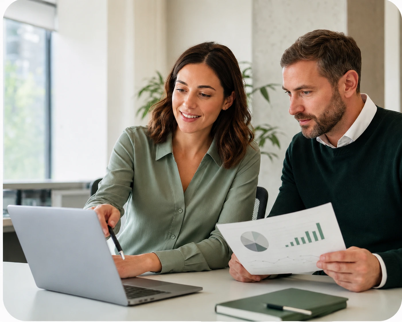 SaaS founder reviewing recurring revenue metrics with a finance advisor